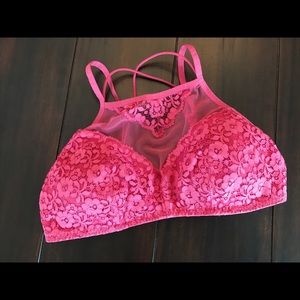 Lace High Neck Bralette in Rose
